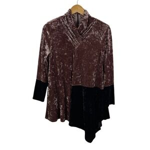 IC by Connie K Crushed Velvet Tunic Top Small Asymmetrical Hem Witchy Whimsigoth